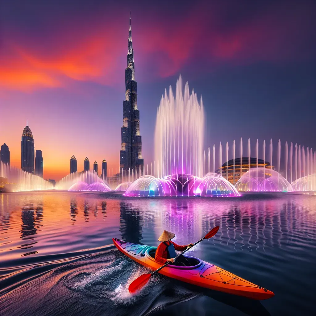 Dubai Fountain Kayak Adventures: Gliding Around Burj Khalifa